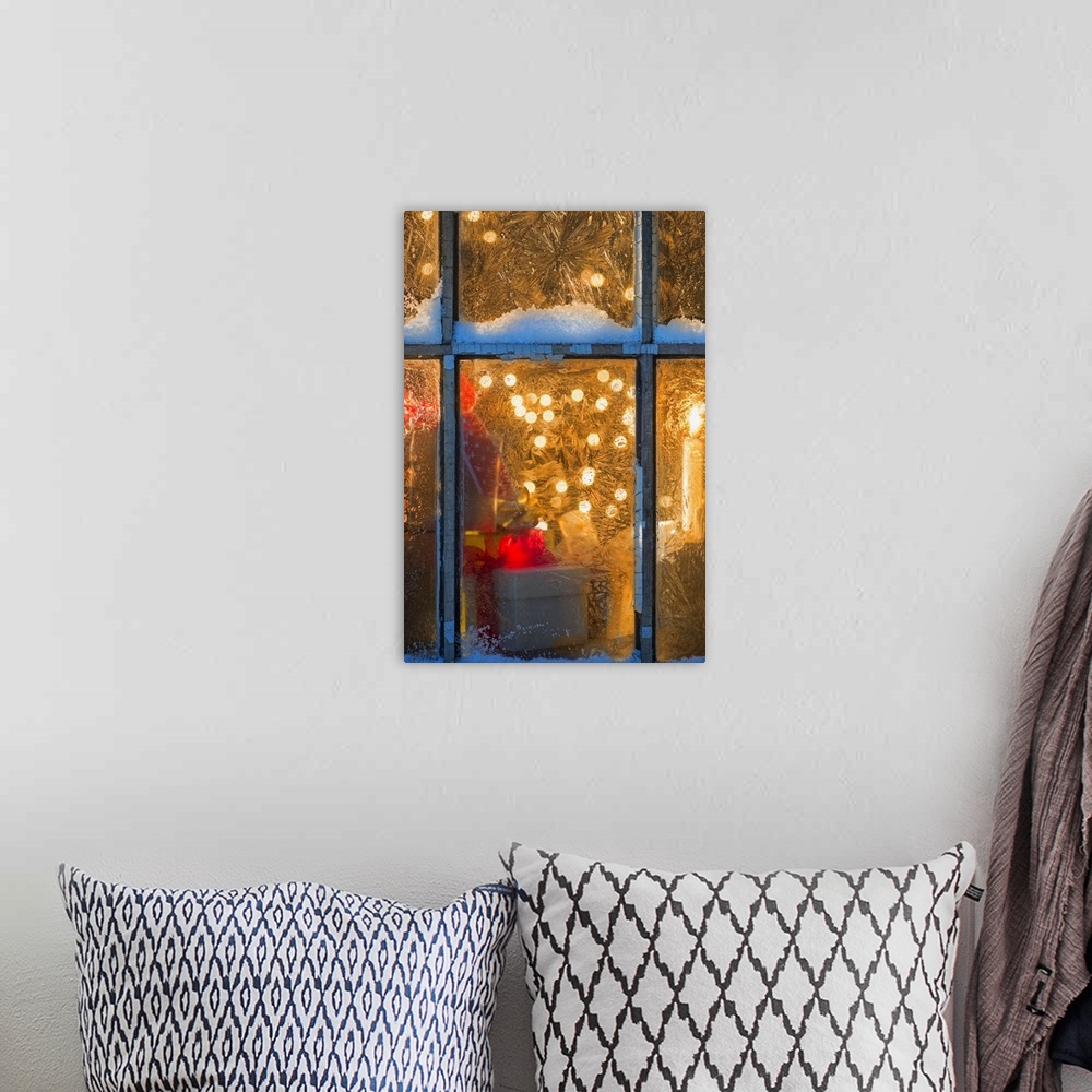 A bohemian room featuring USA, New Jersey, Window with Christmas lights