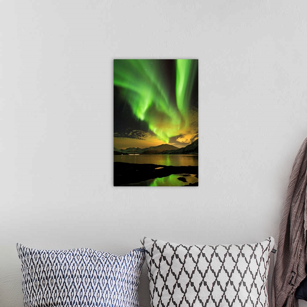 A bohemian room featuring Aurora Borealis, Northern Lights, Troms region, Norway