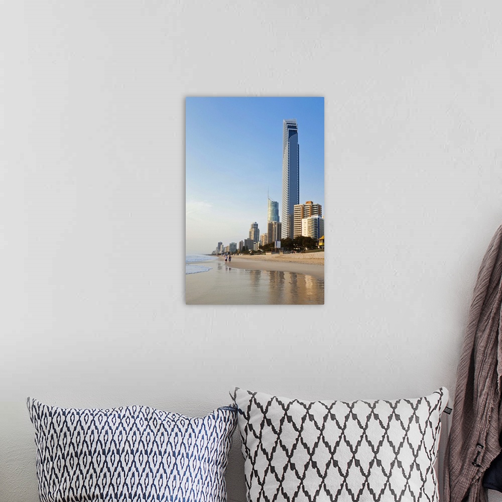 A bohemian room featuring Australia, Queensland, Gold Coast, Surfers Paradise. View of beach and Surfers Paradise skyline a...