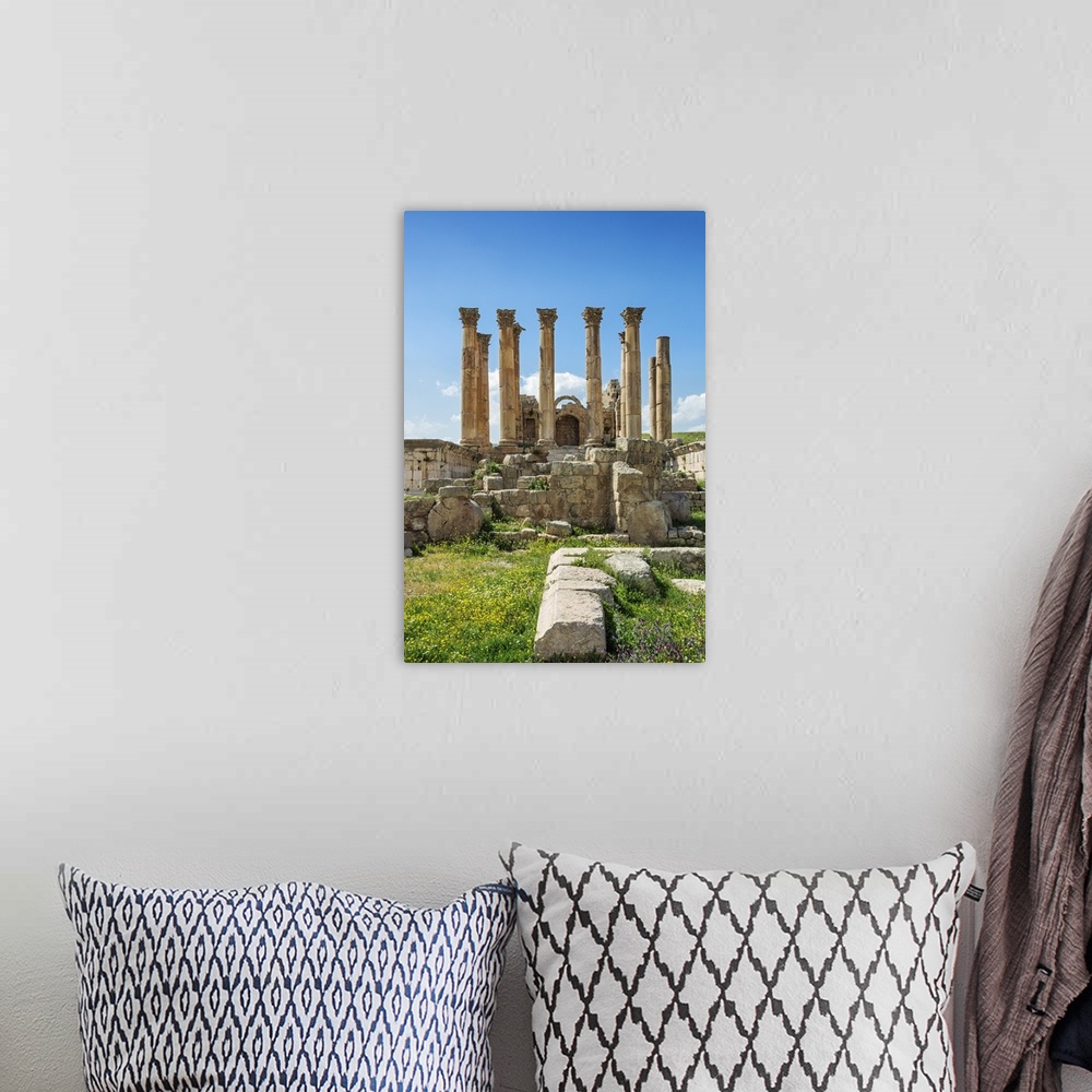 A bohemian room featuring Jordan, Jerash. The ruins of the sacred Temple of Artemis in the ancient Roman city of Jerash. .