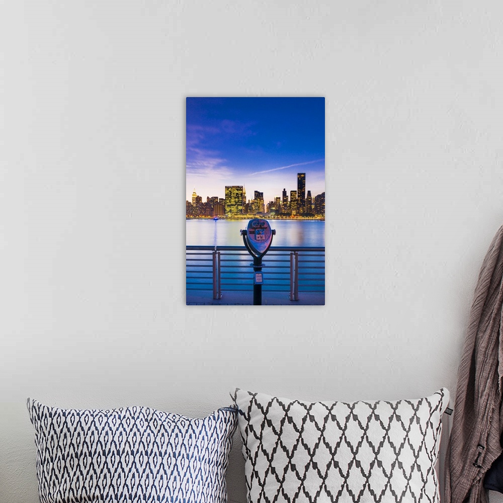 A bohemian room featuring View of Manhattan skyline from Gantry Plaza, New York, USA.