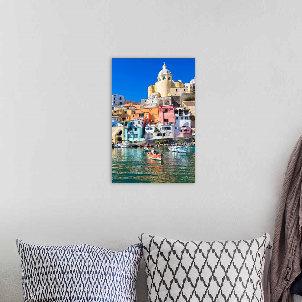 A bohemian room featuring Procida, La Corricella Harbour. Campania, Italy.