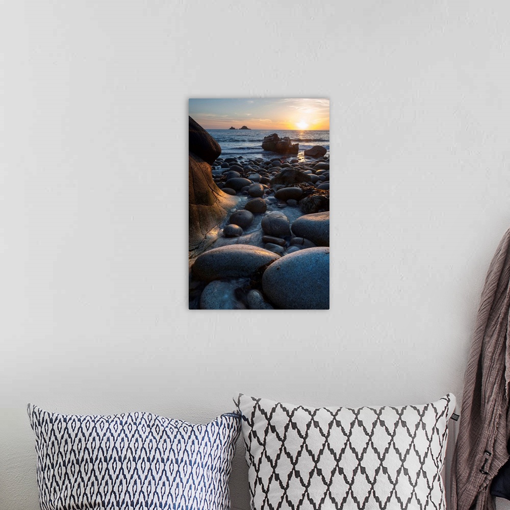 A bohemian room featuring Rocky beach at Porth Naven, Land's End,Cornwall, England.