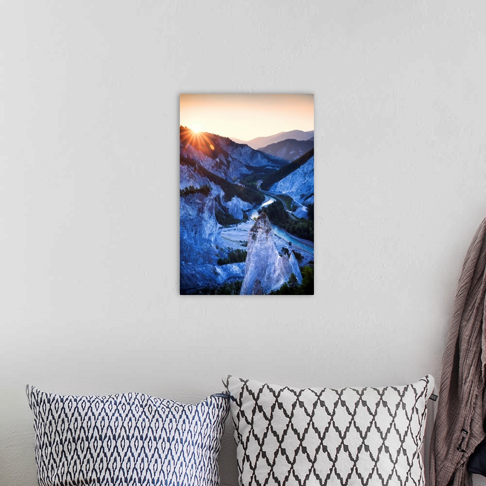 A bohemian room featuring Sunrise from above at Rhine Gorge(Ruinaulta), Flims, District of Imboden, Canton of Grisons, Swit...