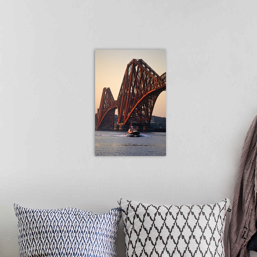 A bohemian room featuring The Forth Rail Bridge, Firth of Forth, Edinburgh, Scotland. The 2.5 km.(1.5 mile) Bridge was the ...