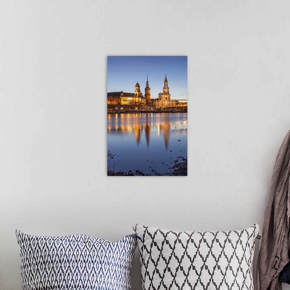 A bohemian room featuring The panorama of Dresden in Saxony with the River Elbe in the foreground.