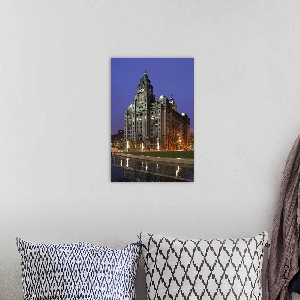 A bohemian room featuring The Royal Liver Building is a Grade I listed building located in Liverpool, England. It is sited ...