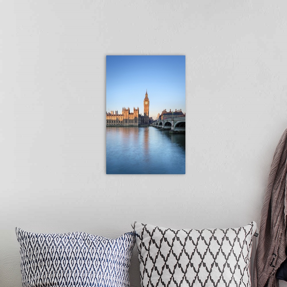 A bohemian room featuring United Kingdom, England, London. Westminster Bridge, Palace of Westminster and the clock tower of...