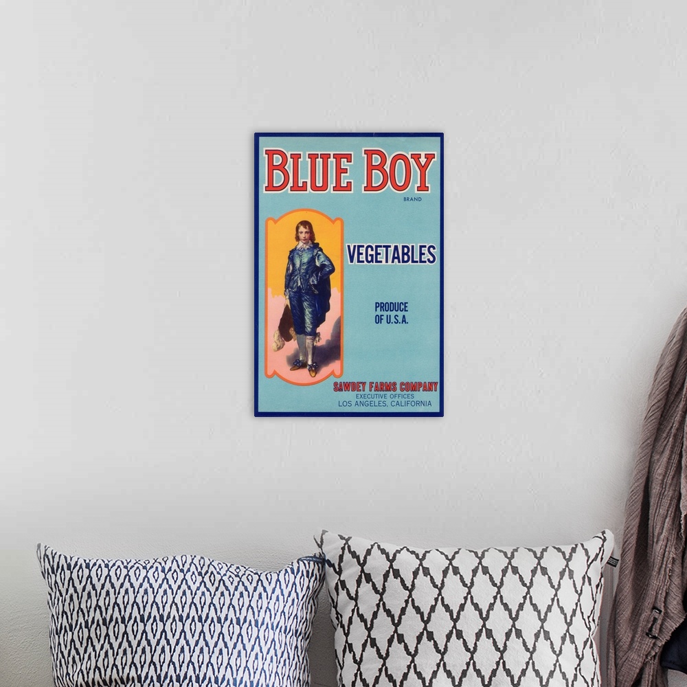 A bohemian room featuring Blue Boy Vegetable Label, Los Angeles, CA