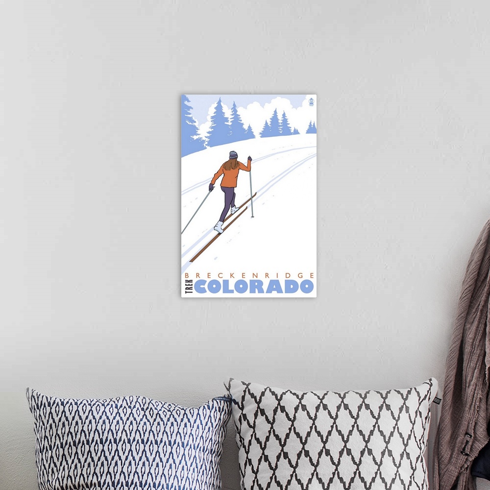 A bohemian room featuring Breckenridge, Colorado - Cross Country Skier: Retro Travel Poster
