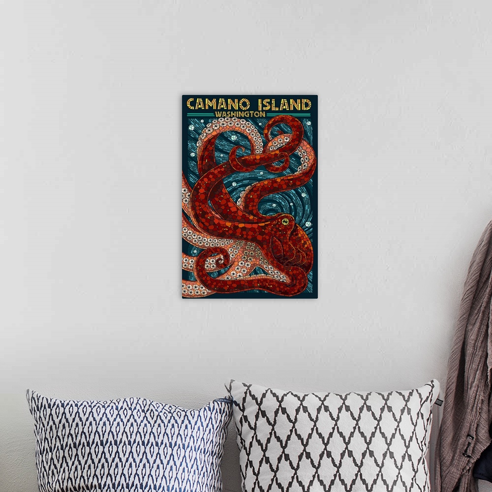 A bohemian room featuring Camano Island, Washington, Mosaic Octopus