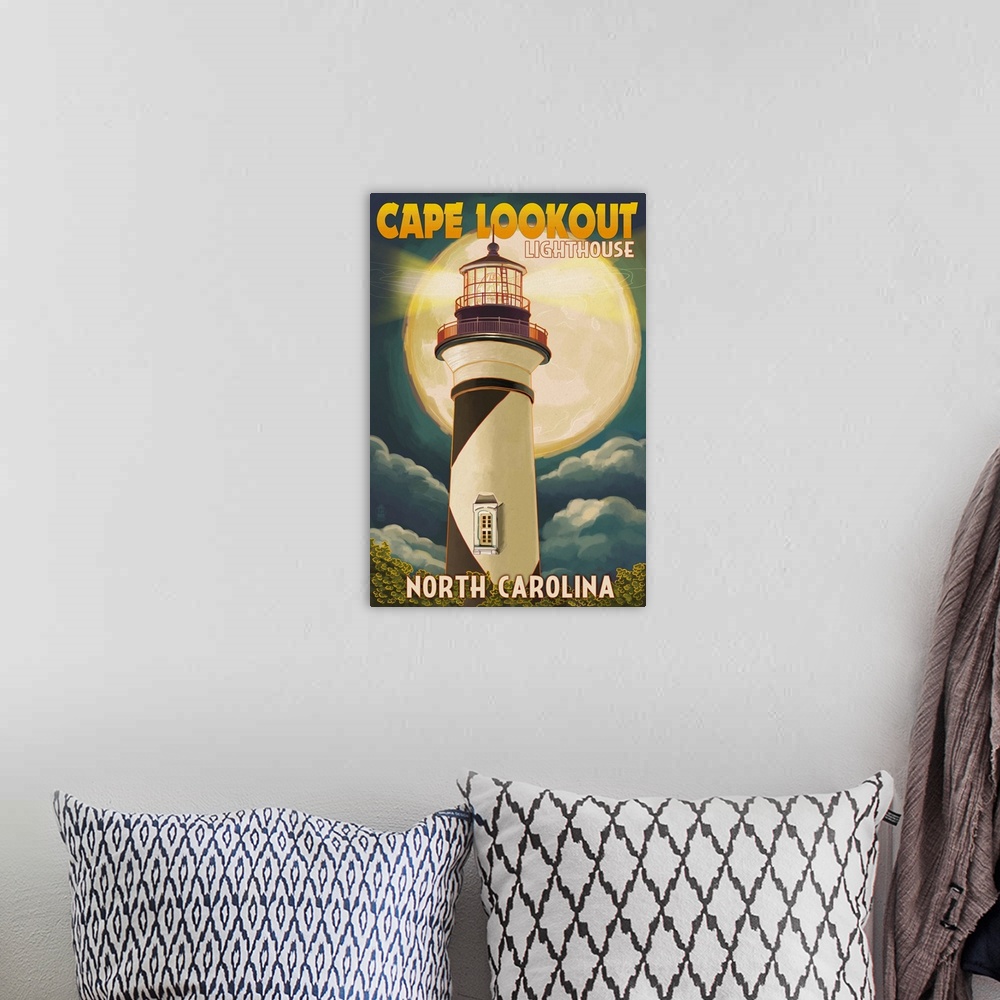 A bohemian room featuring Cape Lookout Lighthouse and Full Moon, Outer Banks, North Carolina