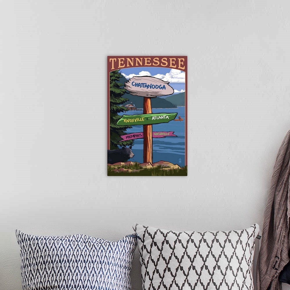A bohemian room featuring Chattanooga, Tennessee, Destination Signpost