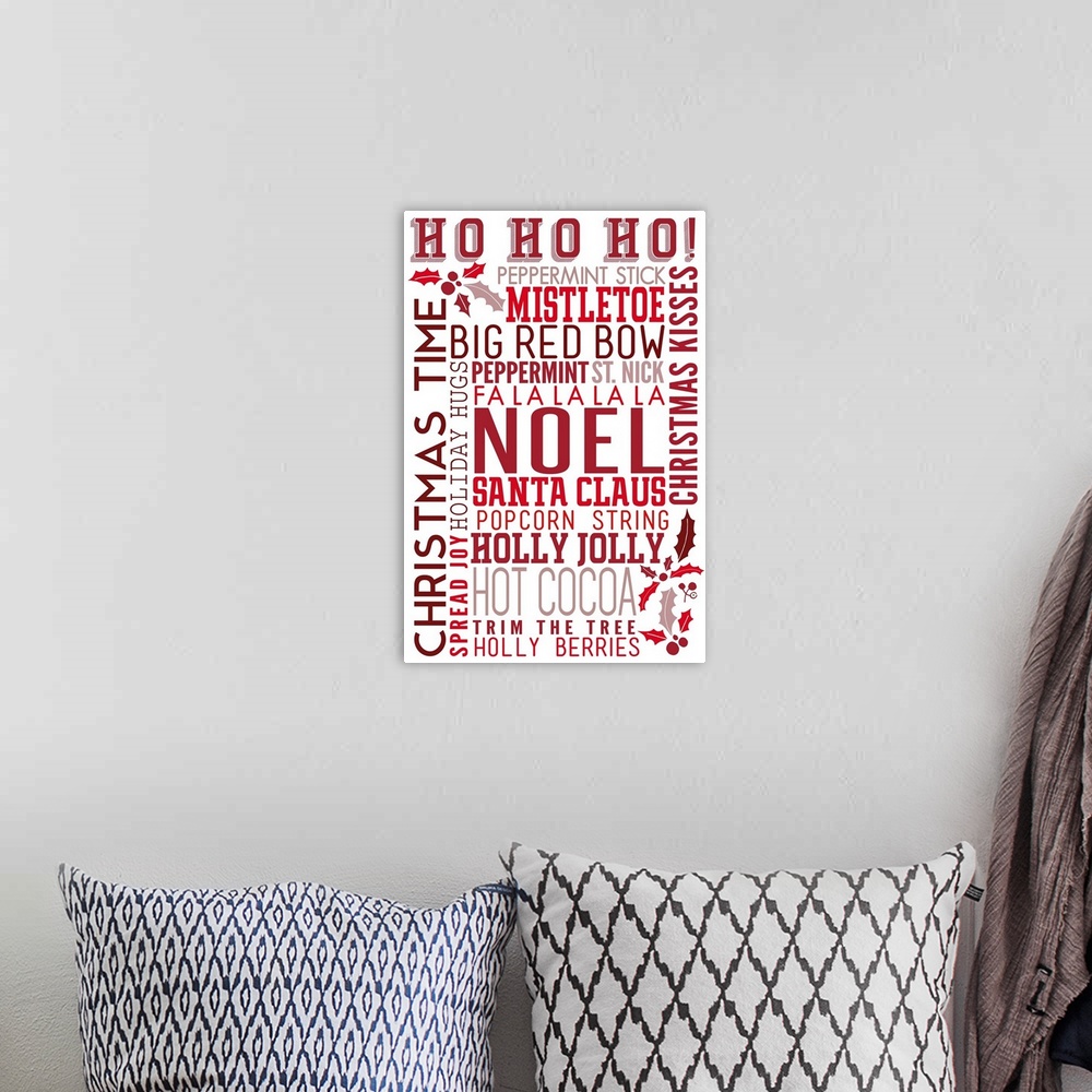 A bohemian room featuring Christmas Typography Artwork