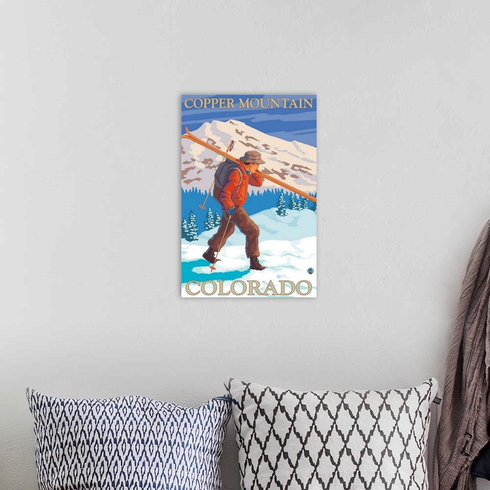 A bohemian room featuring Copper Mountain, Colorado, Skier Carrying