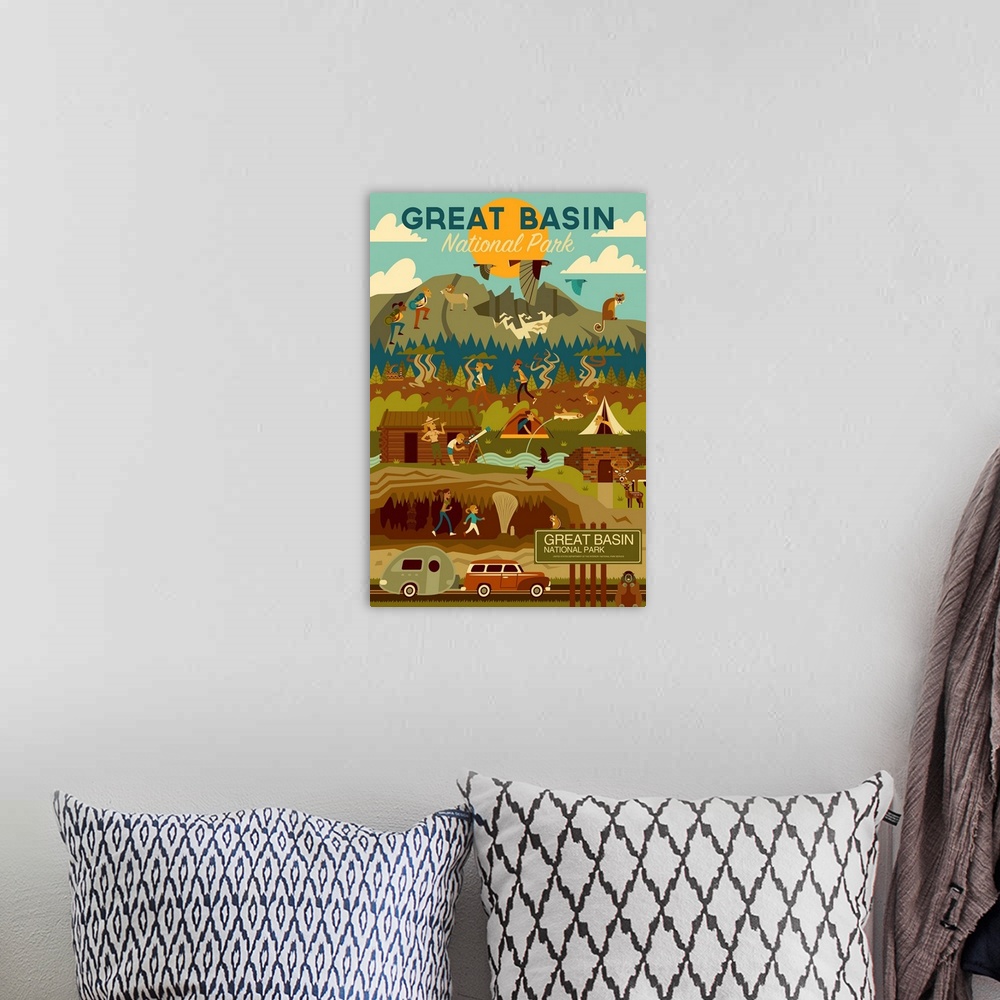 A bohemian room featuring Great Basin National Park, Adventure: Graphic Travel Poster