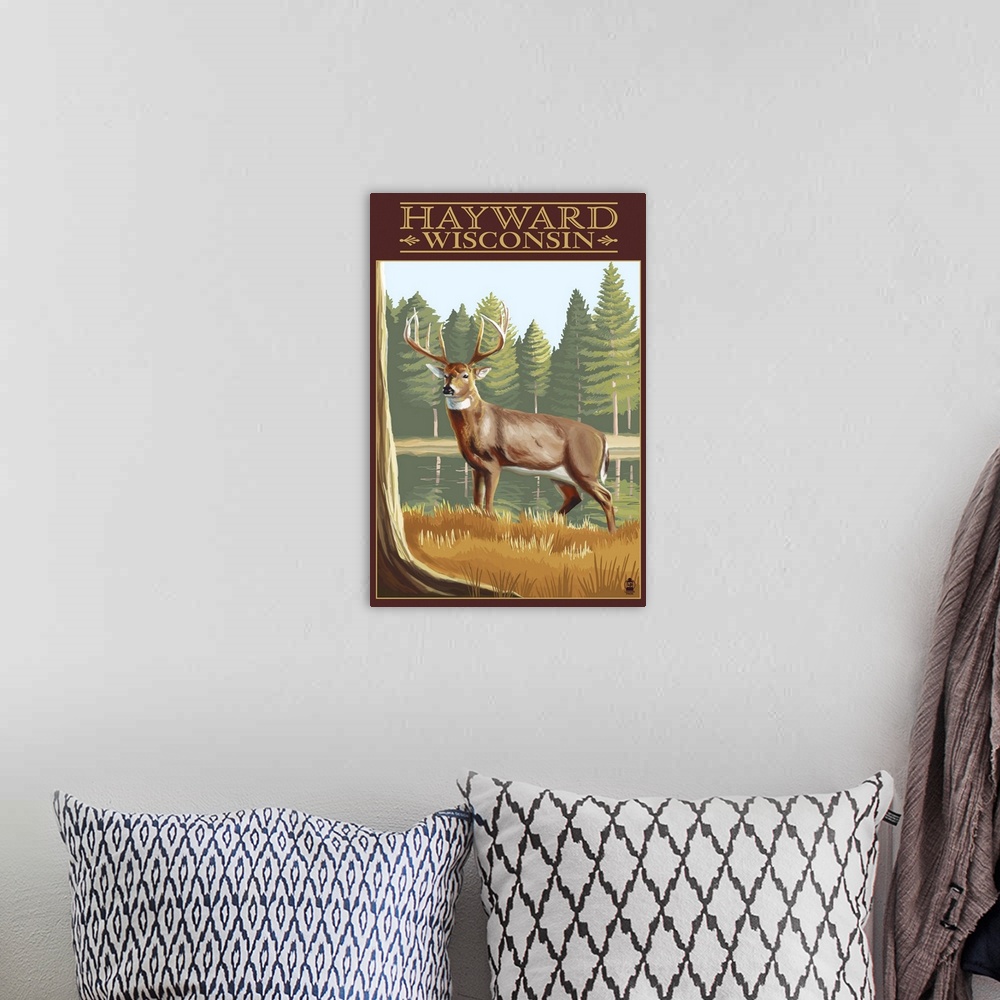 A bohemian room featuring Hayward, Wisconsin, White Tailed Deer