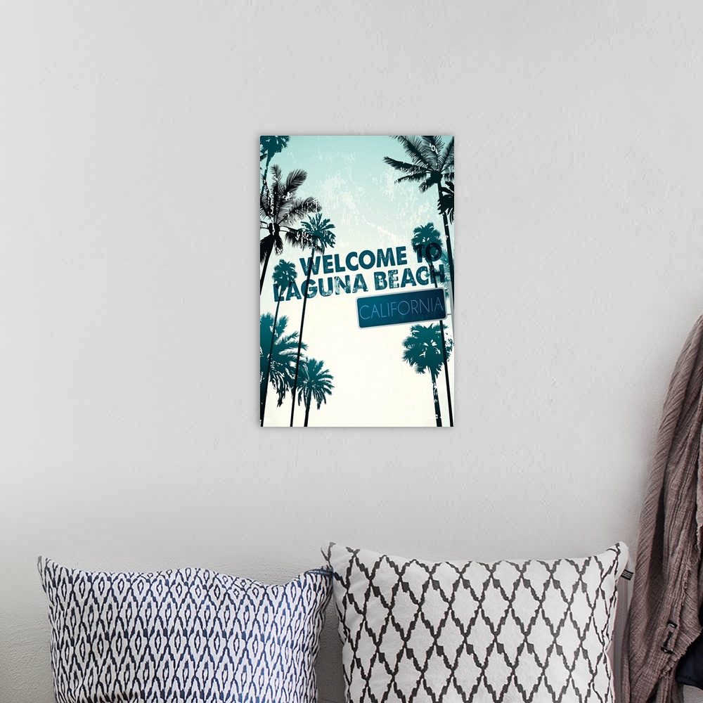 A bohemian room featuring Laguna Beach, California, Street Sign and Palms