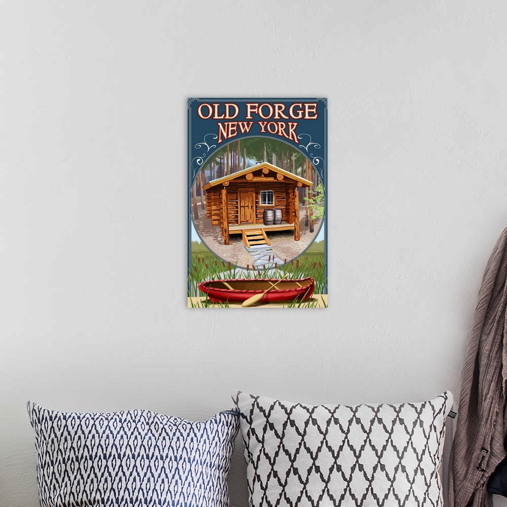 A bohemian room featuring Old Forge, New York, Cabin in Woods