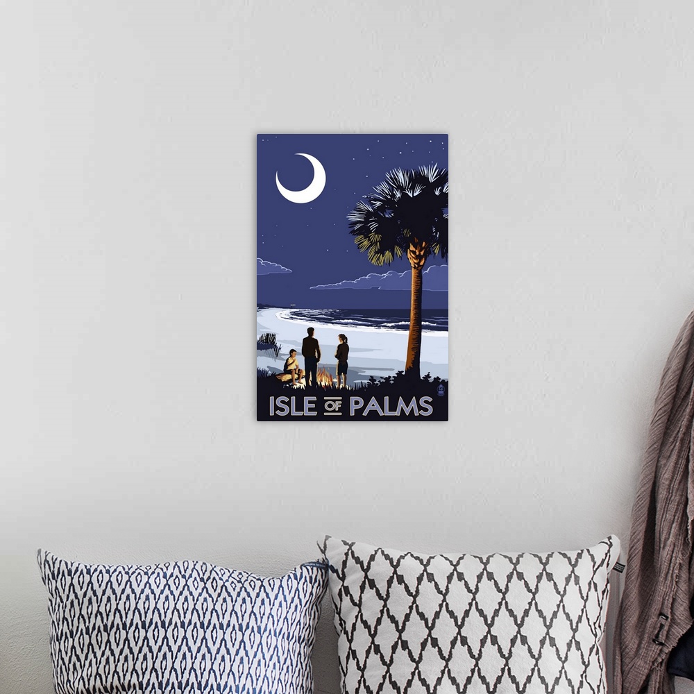 Palmetto Moon, Isle of Palms, South Carolina, Solid-Faced Canvas Print