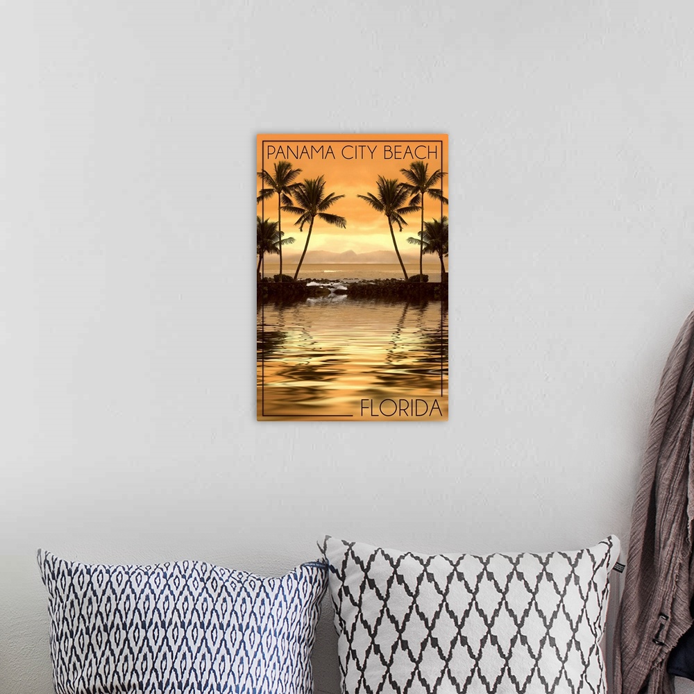 A bohemian room featuring Panama City Beach, Florida, Palms and Orange Sunset