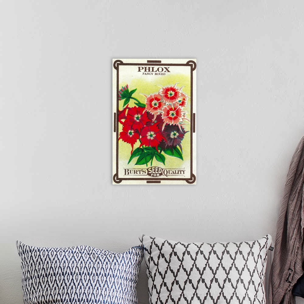 A bohemian room featuring A vintage label from a seed packet for phlox.