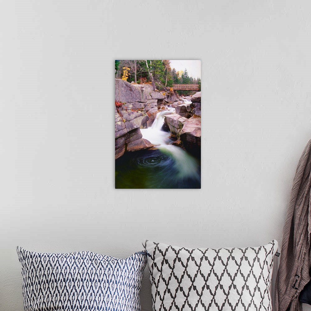 A bohemian room featuring Upper Falls on the Ammonoosuc River, New Hampshire.