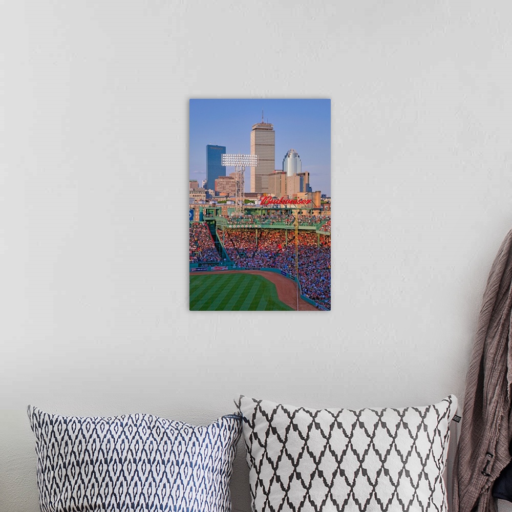 A bohemian room featuring Boston Skyline with view of Historic Fenway Park, Boston Red Sox, Boston, Ma., USA, May 20, 2010,...