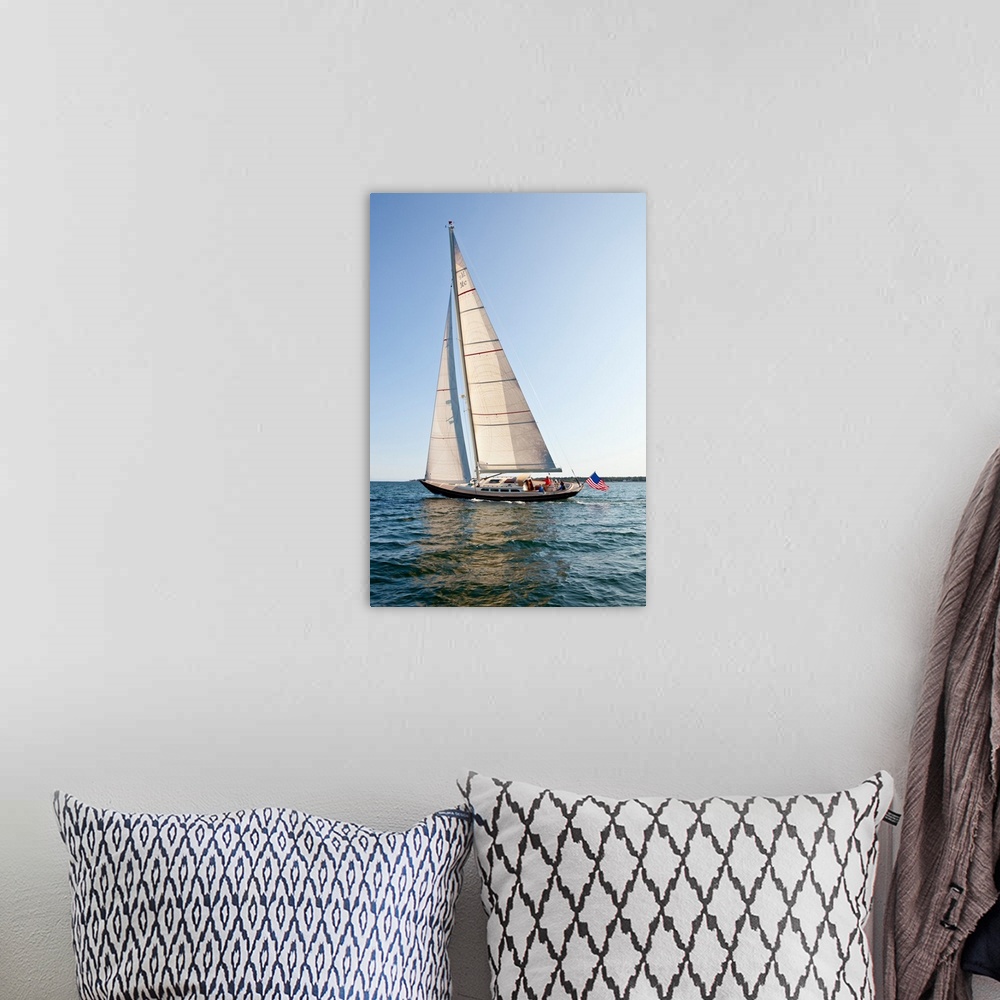 A bohemian room featuring Hope M52 Yacht sailing in sea, Rhode Island, USA