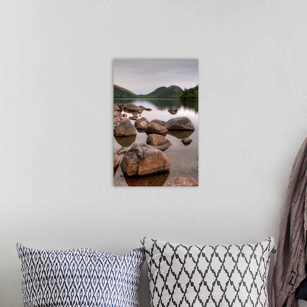A bohemian room featuring Rocks in pond, Jordan Pond, Bubble Pond, Acadia National Park, Maine