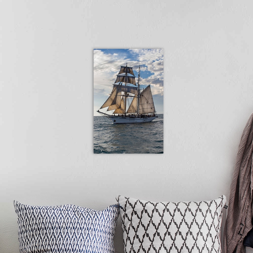 A bohemian room featuring Tourists on tall ship in the Pacific Ocean, Dana Point Harbor, Dana Point, Orange County, Califor...