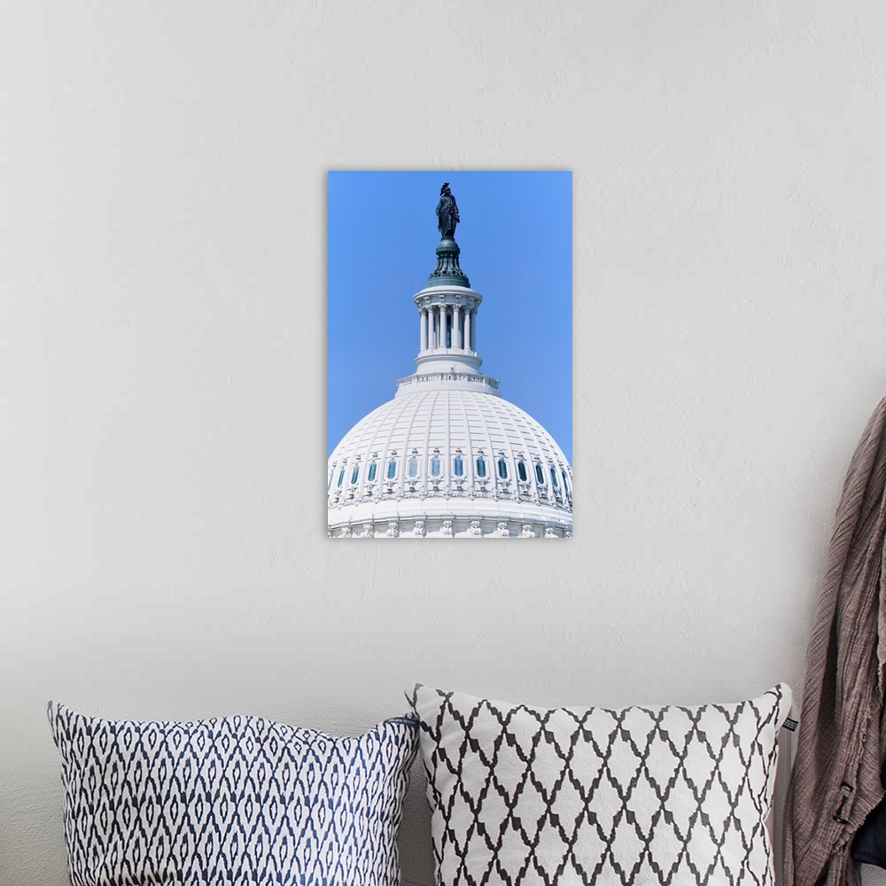 A bohemian room featuring U.S. Capitol Dome and Statue of Freedom with Indian Headdress overlooks Washington D.C.