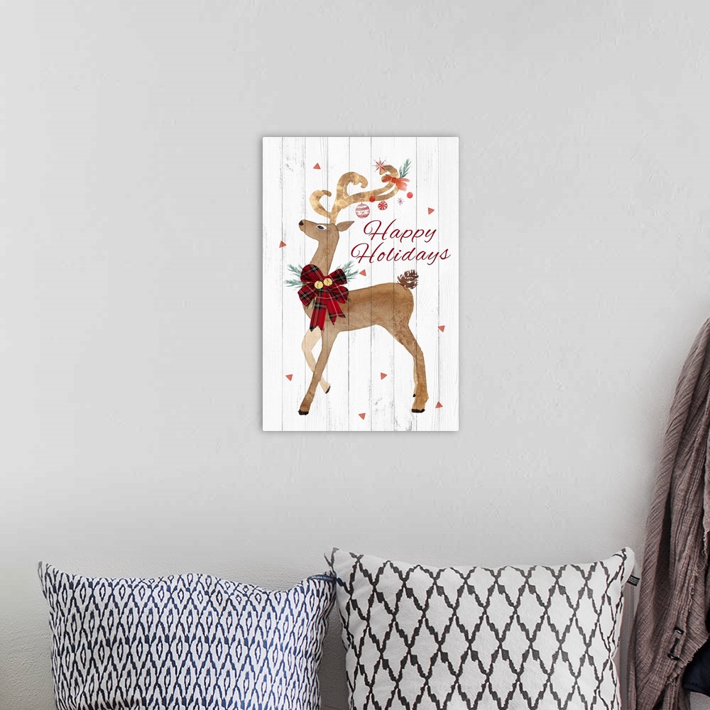 A bohemian room featuring Happy Hoildays Deer