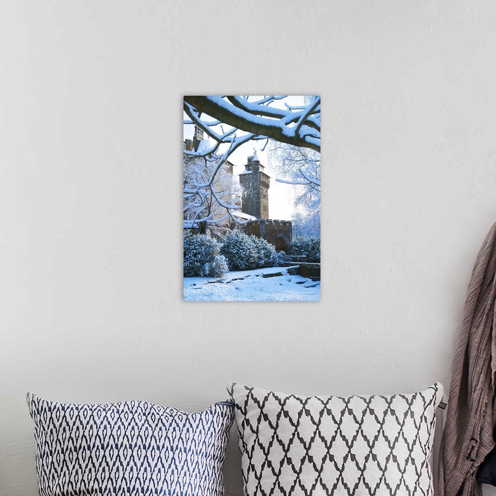 A bohemian room featuring Cardiff Castle, Bute Park in snow, Cardiff, Wales