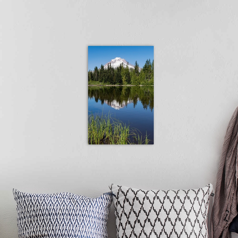 A bohemian room featuring Mount Hood, part of the Cascade Range, reflected in the still waters of Mirror Lake Northwest reg...
