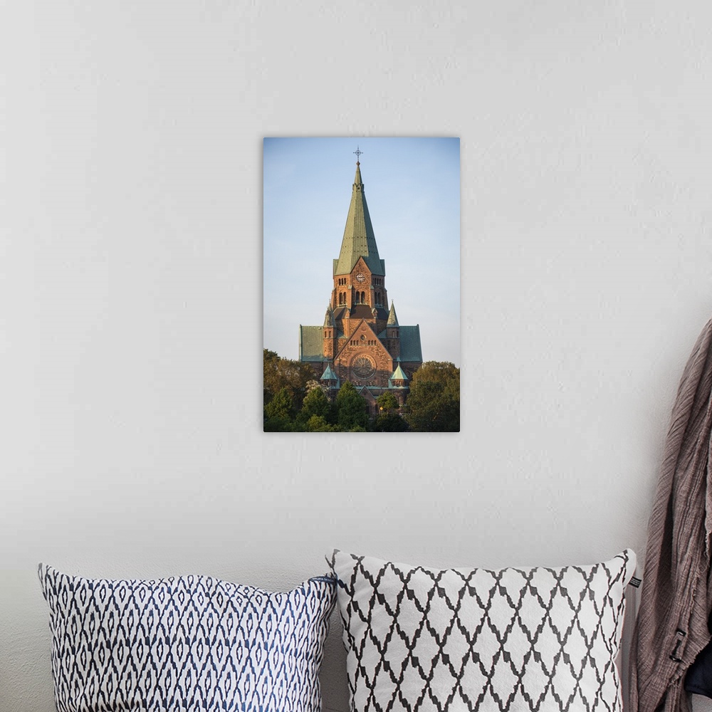 A bohemian room featuring Sofia Church at sunset, Nytorget, Stockholm, Sweden, Scandinavia, Europe