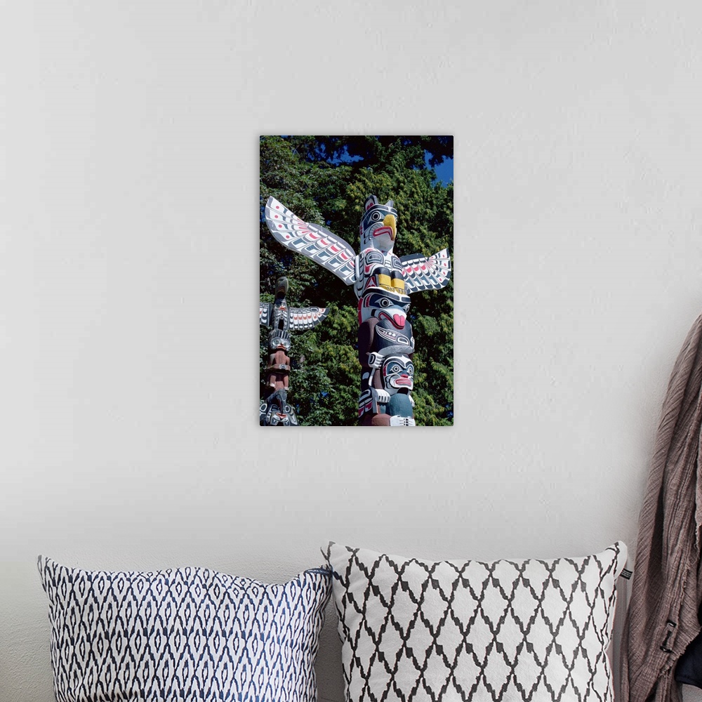 A bohemian room featuring Totems, Stanley Park, Vancouver, British Columbia, Canada, North America