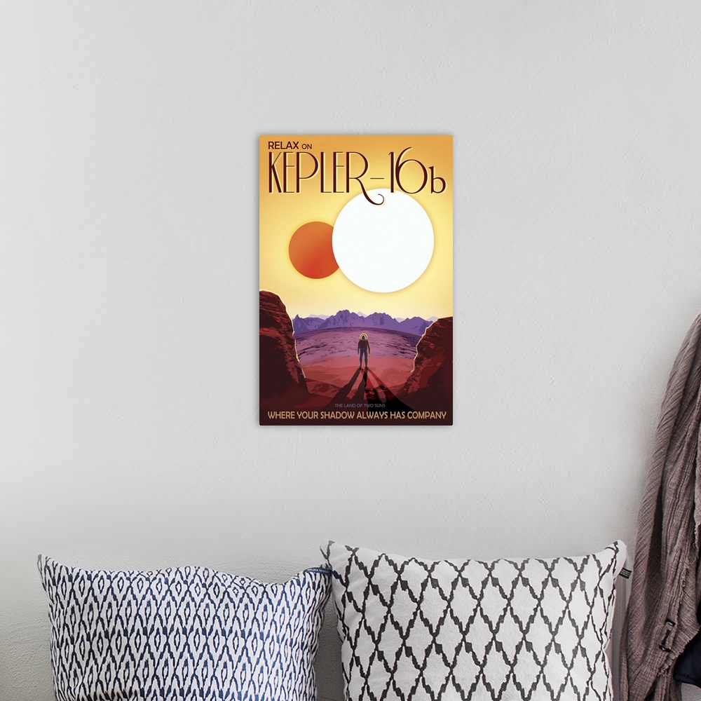 A bohemian room featuring Kepler-16b orbits a pair of stars. Depicted here as a terrestrial planet, Kepler-16b might also b...