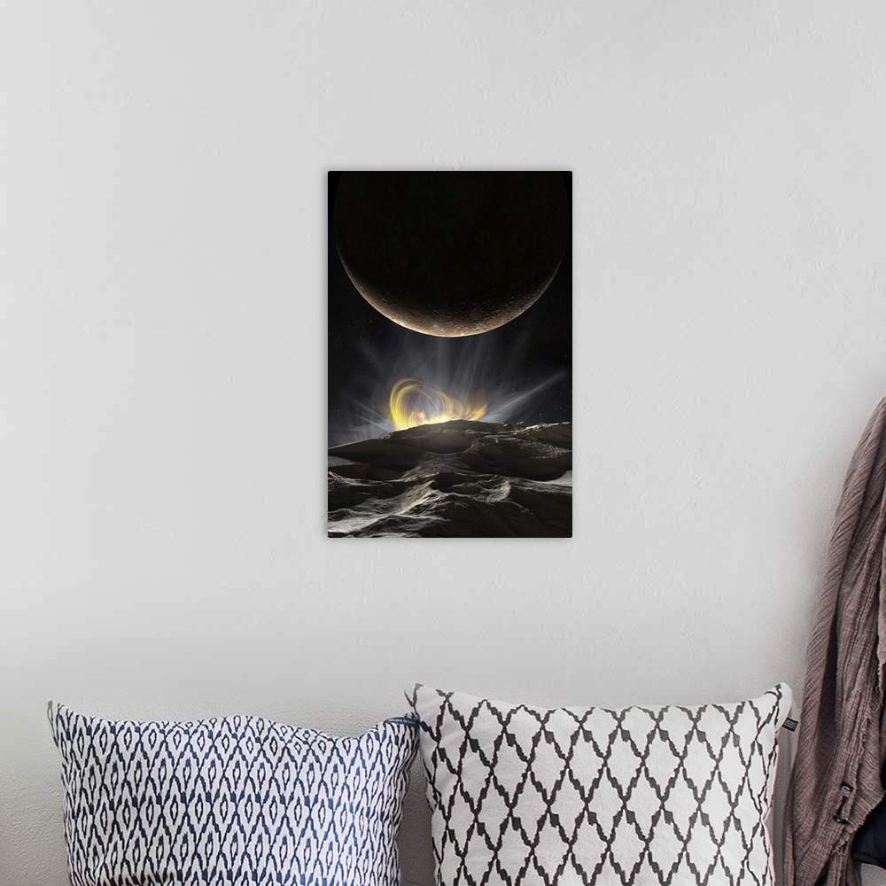A bohemian room featuring One of the Inner Solar System asteroids makes a close pass by Mercury.