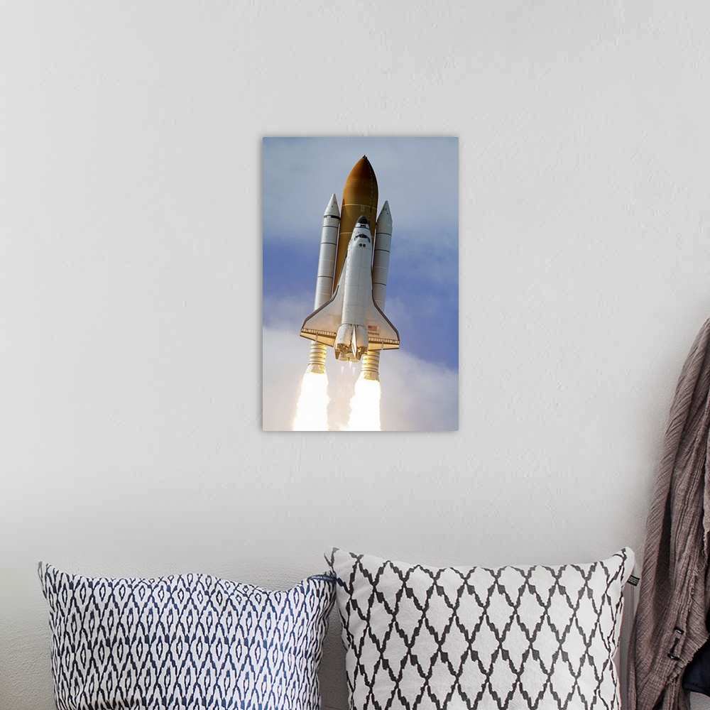 A bohemian room featuring Space Shuttle Atlantis lifts off from Kennedy Space Center Florida