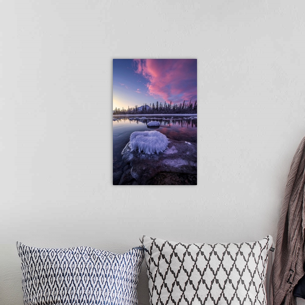 A bohemian room featuring Sunrise above Kathleen Lake, Yukon, Canada.