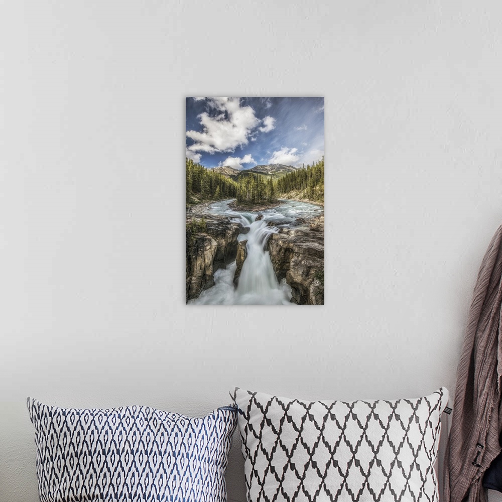 A bohemian room featuring Sunwapta Falls, Jasper National Park, Alberta, Canada.