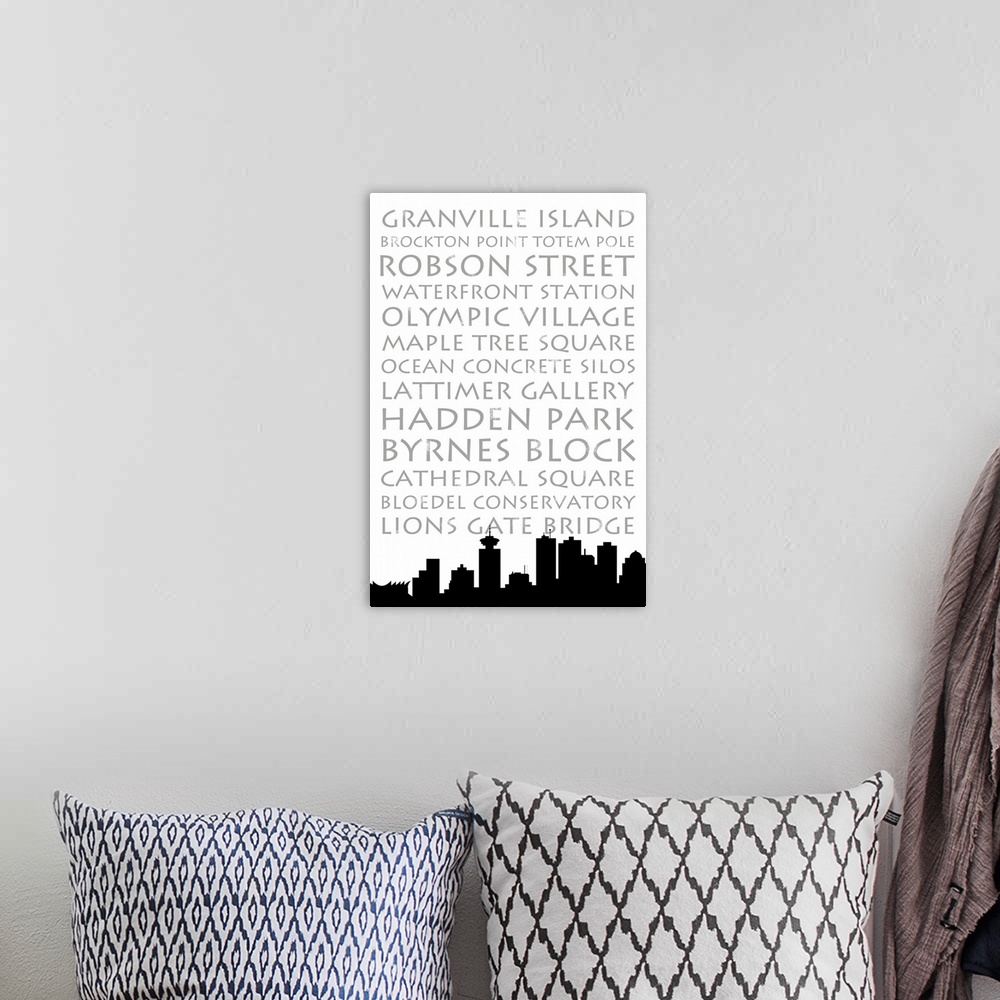 A bohemian room featuring Vancouver Skyline