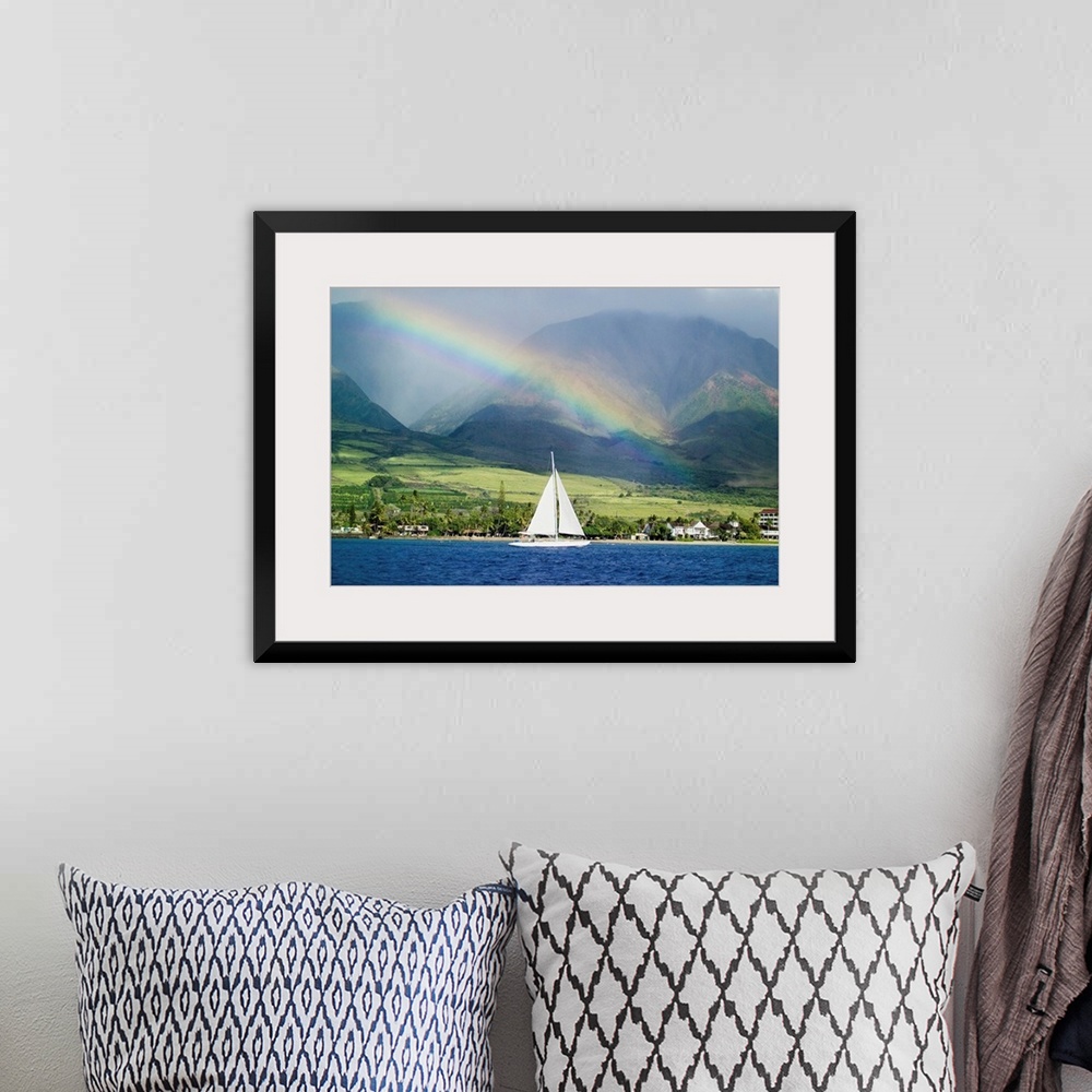 A bohemian room featuring Hawaii, Maui, Lahaina, Rainbow In Front Of West Mauis Mountain Range