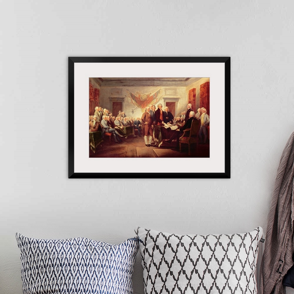 A bohemian room featuring Big classic art portrays the meeting of the Continental Congress in the later part of the 18th ce...