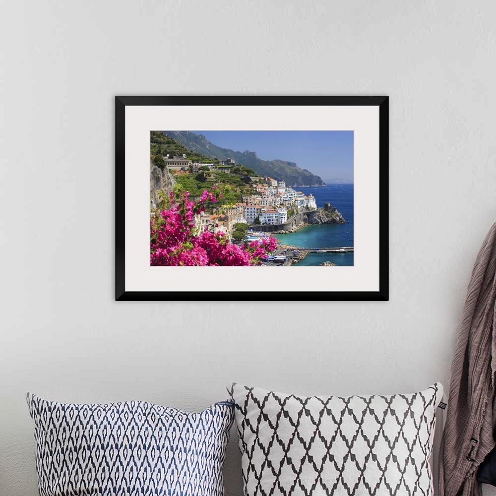 A bohemian room featuring Italy, Campania, Amalfi Coast, Amalfi, Amalfi overview from Grand Hotel