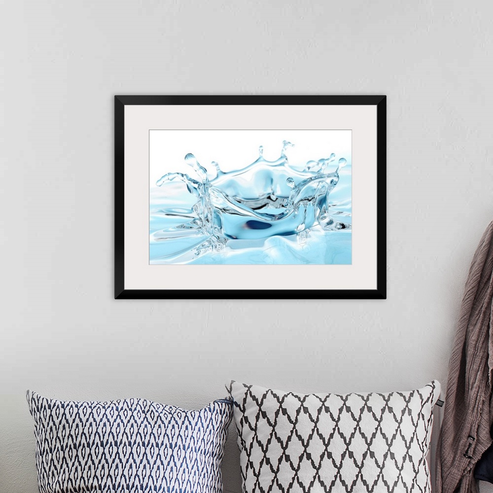 A bohemian room featuring This photograph captures the moment of impact and the surface of the water ripples and bursts.