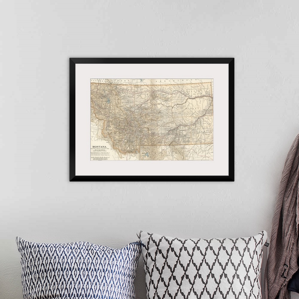 A bohemian room featuring Montana - Vintage Map