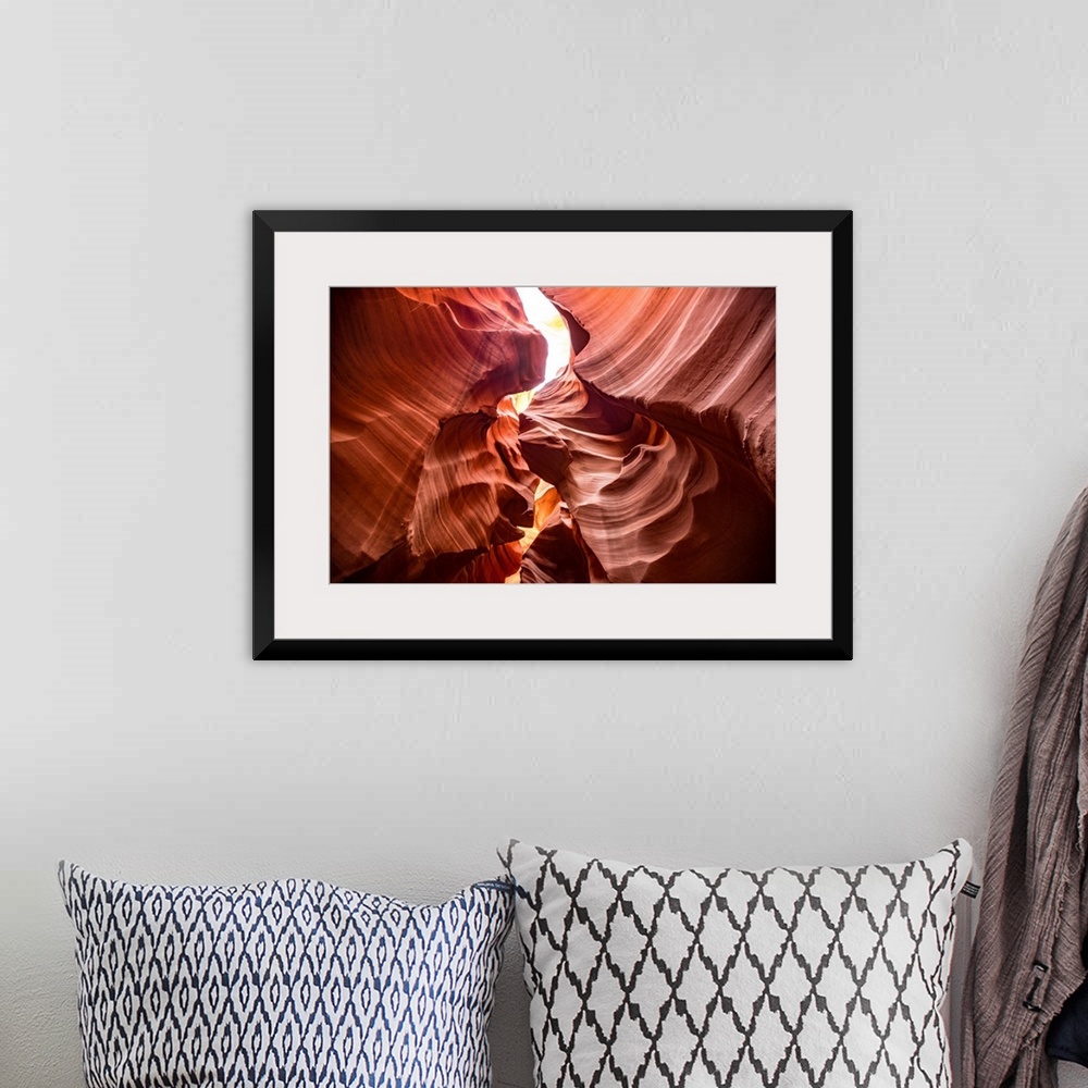 A bohemian room featuring Photograph from inside of Antelope Canyon's rock formation located on the Navajo Reservation in P...