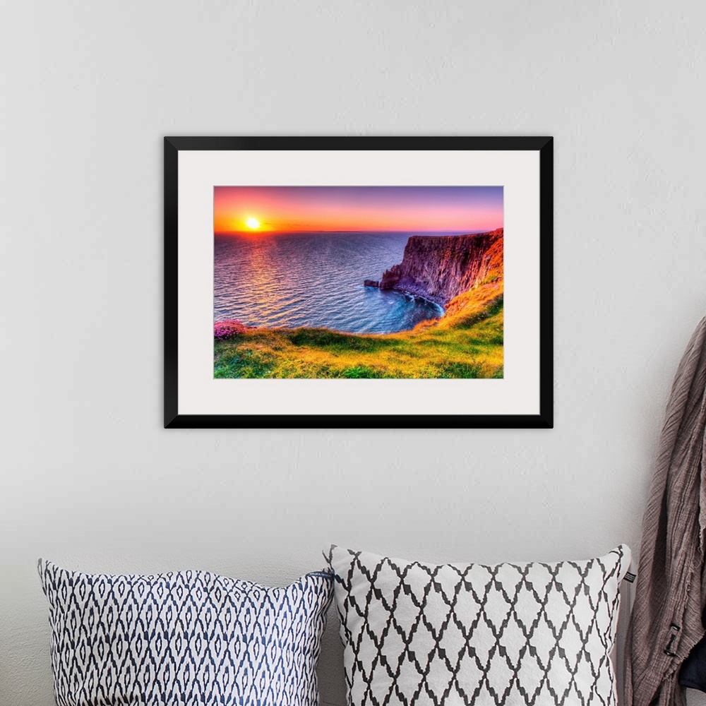 A bohemian room featuring Cliffs of Moher at sunset, Co. Clare, Ireland.